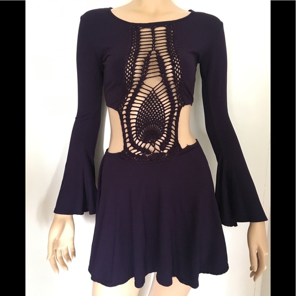 Indah KISS Crochet Dress Purple XS - Picture 3 of 6